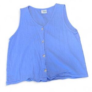 Maya Jones Sleeveless Cotton Button Front Top - Periwinkle Blue